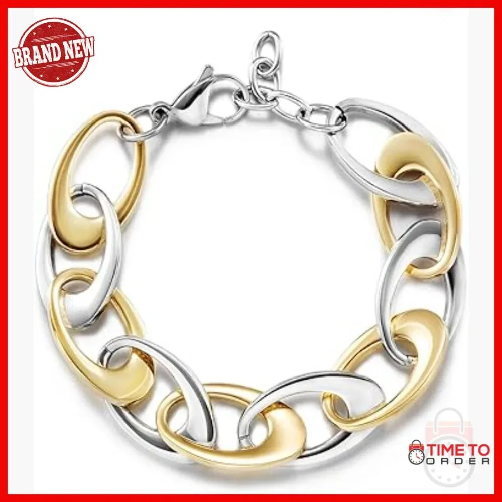 Adjustable Stainless Steel Link Bracelet, Fits 7-9 Inch Wrists, Gift Ready